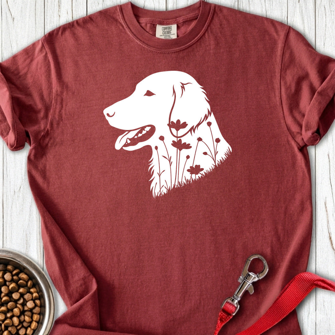 Flat Coated Retriever Flowers Premium Tee — Brick