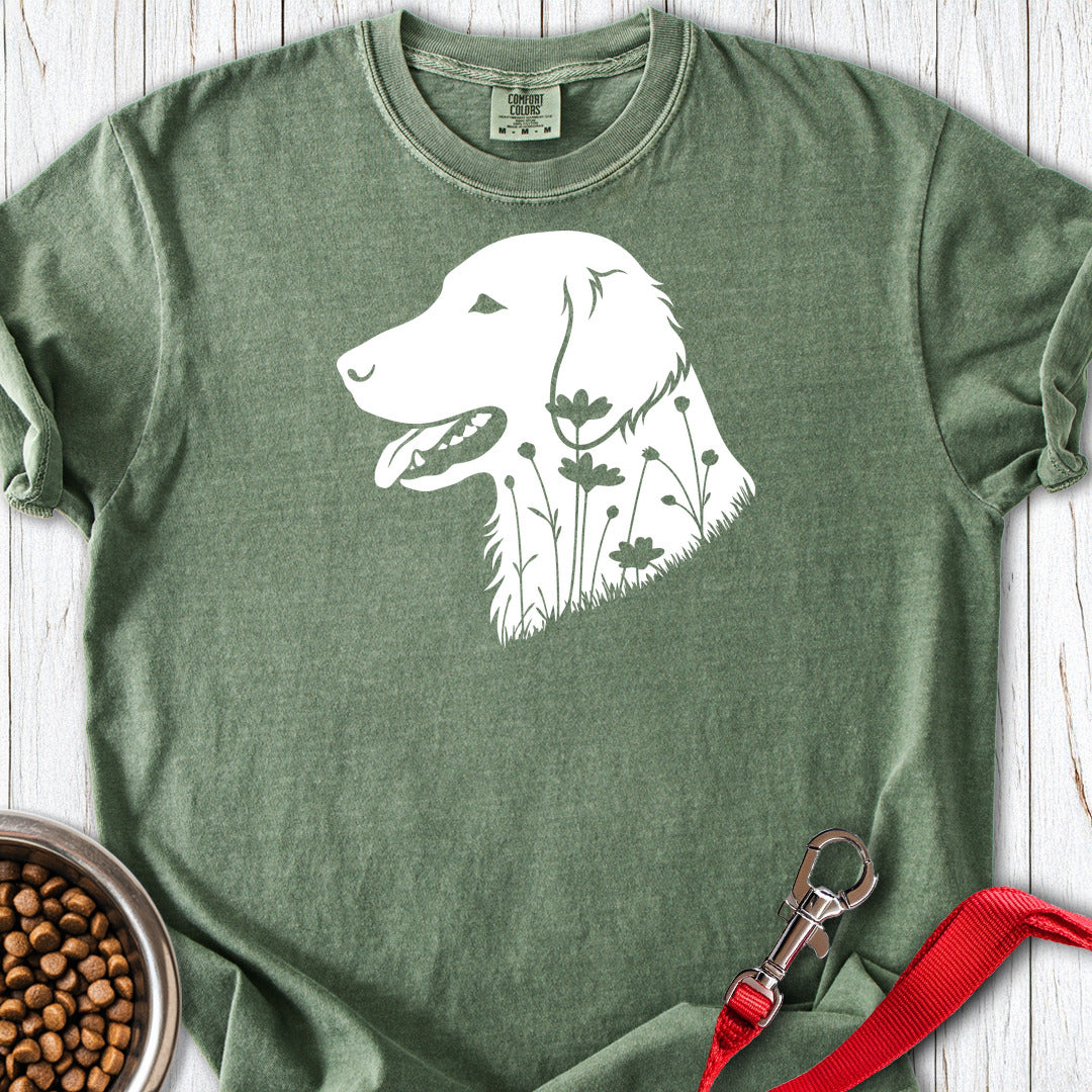Flat Coated Retriever Flowers Premium Tee — Moss