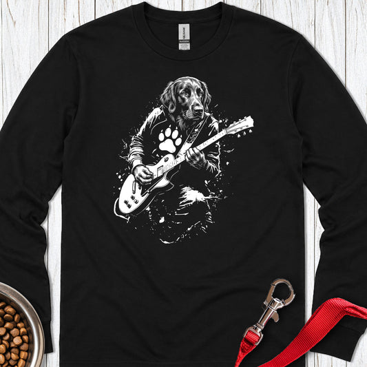 Flat Coated Retriever Guitar Long Sleeve — Black