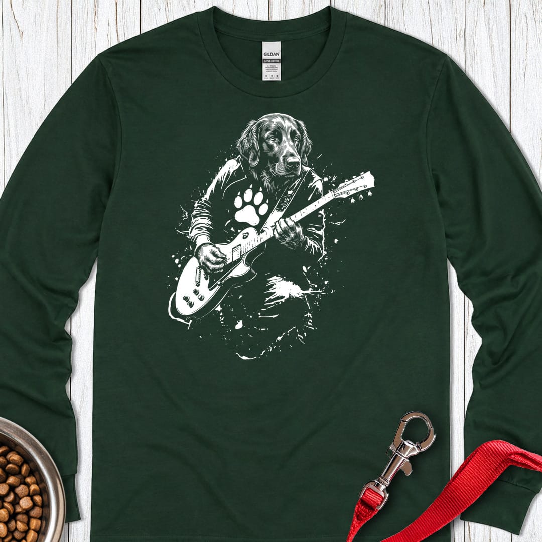 Flat Coated Retriever Guitar Long Sleeve Forest Green