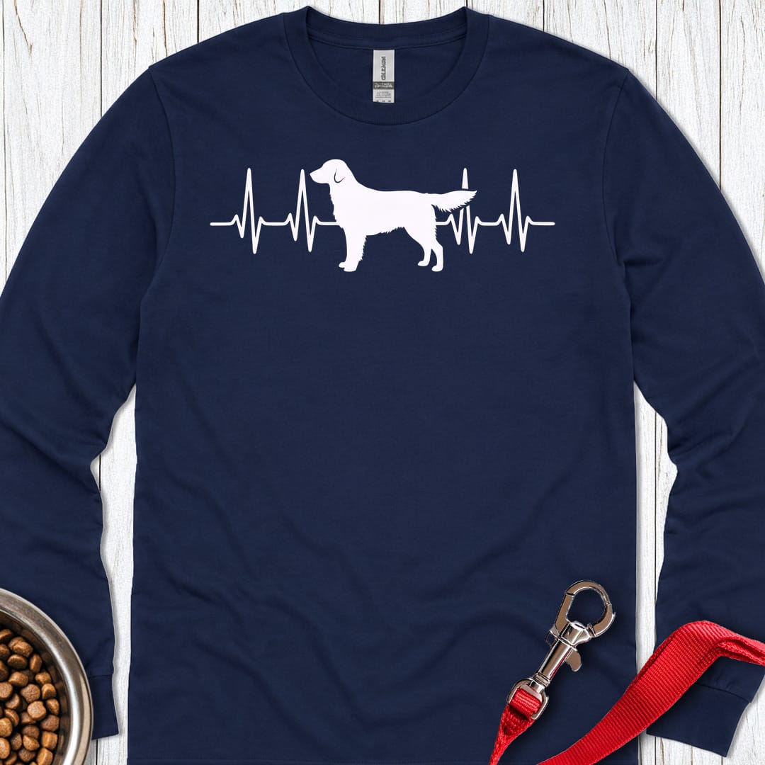 Flat Coated Retriever Heartbeat Long Sleeve Navy