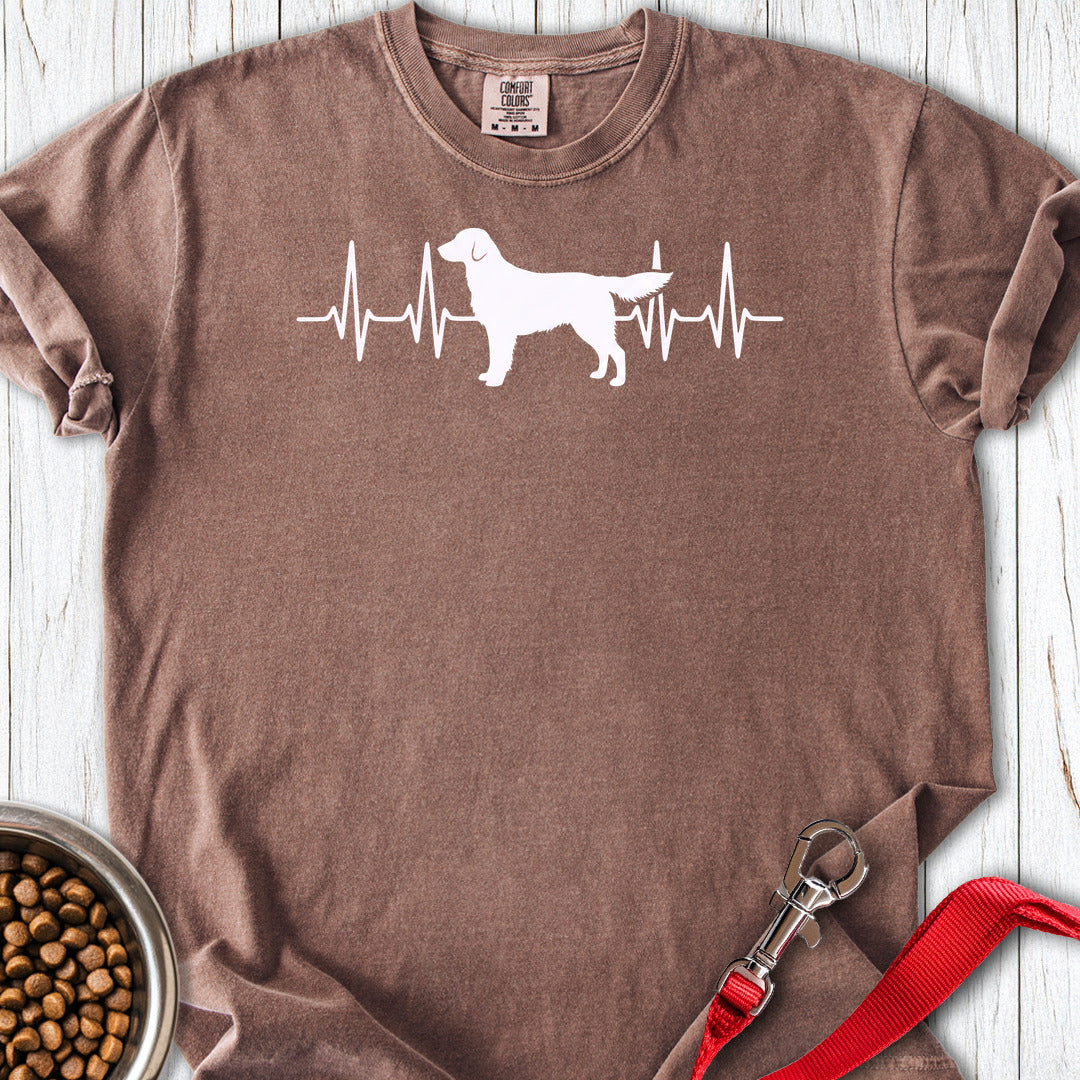 Flat Coated Retriever Heartbeat Premium Tee — Espresso