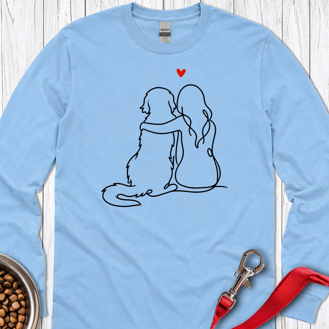 Flat Coated Retriever Hug Long Sleeve Carolina Blue