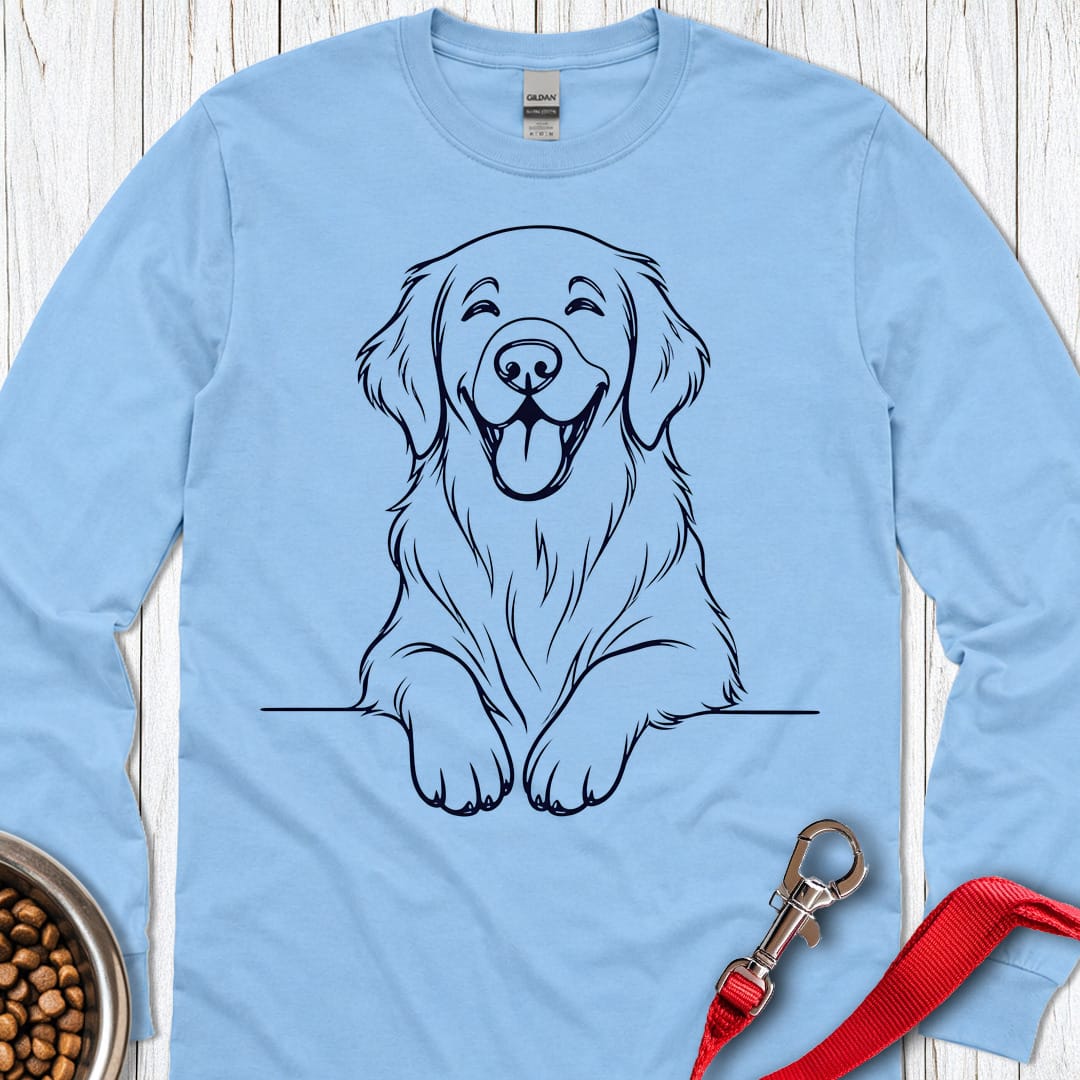 Flat Coated Retriever Lineart Long Sleeve Carolina Blue
