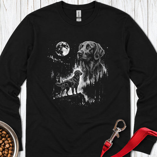Flat Coated Retriever Moonlight Long Sleeve — Black