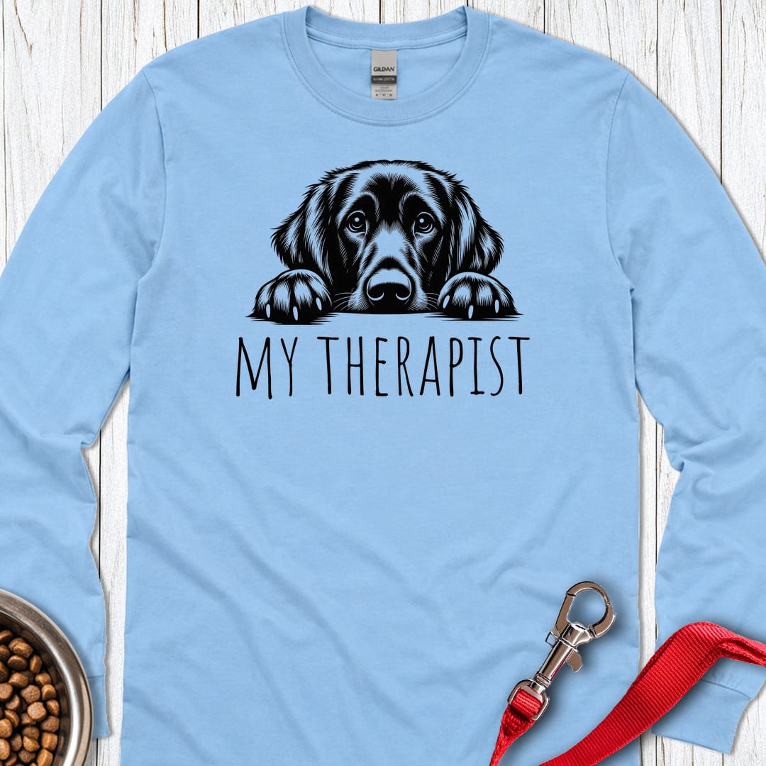 Flat Coated Retriever My Therapist Long Sleeve Carolina Blue