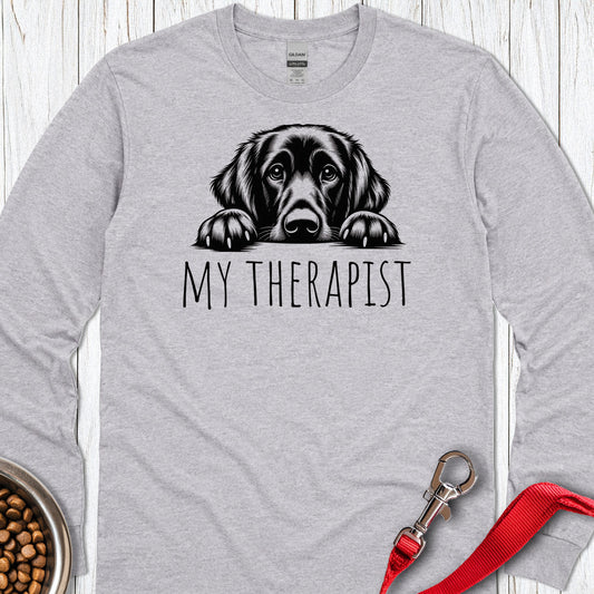 Flat Coated Retriever My Therapist Long Sleeve — Sport Grey