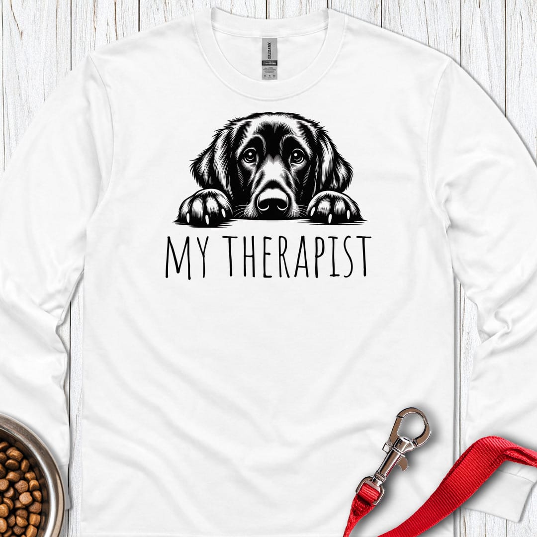 Flat Coated Retriever My Therapist Long Sleeve White