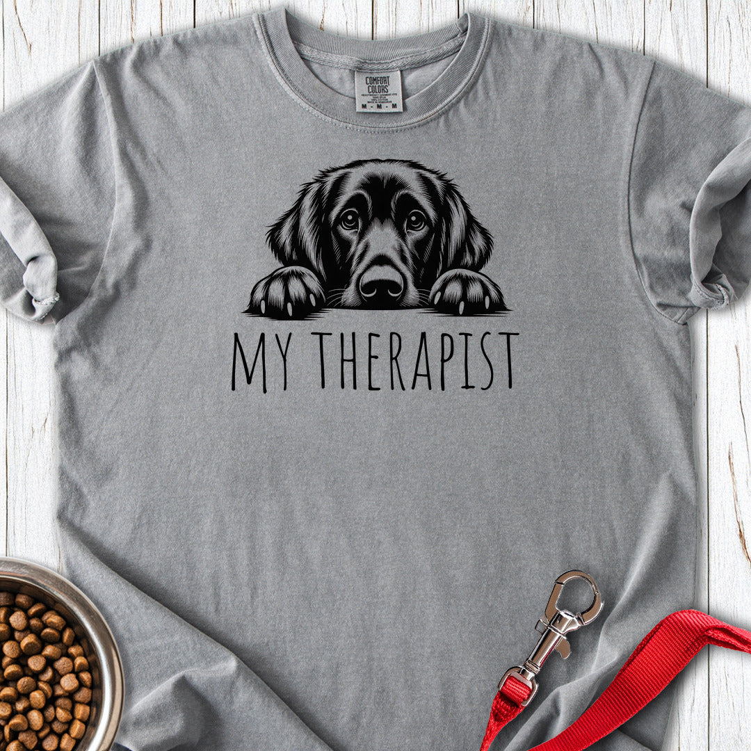 Flat Coated Retriever My Therapist Premium Tee — Grey