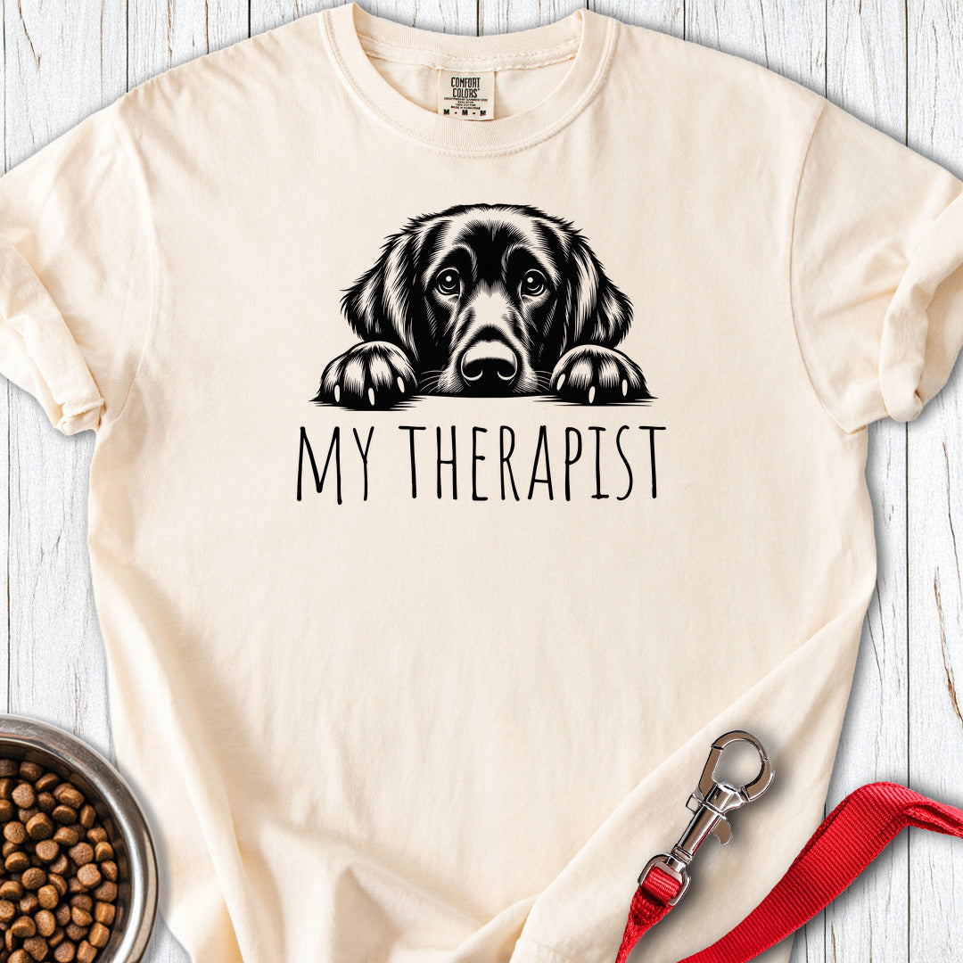 Flat Coated Retriever My Therapist Premium Tee — Ivory