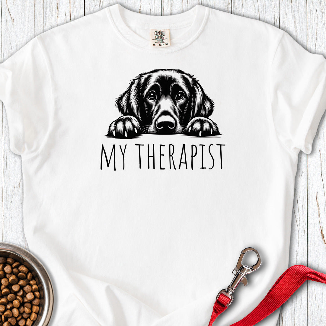 Flat Coated Retriever My Therapist Premium Tee — White