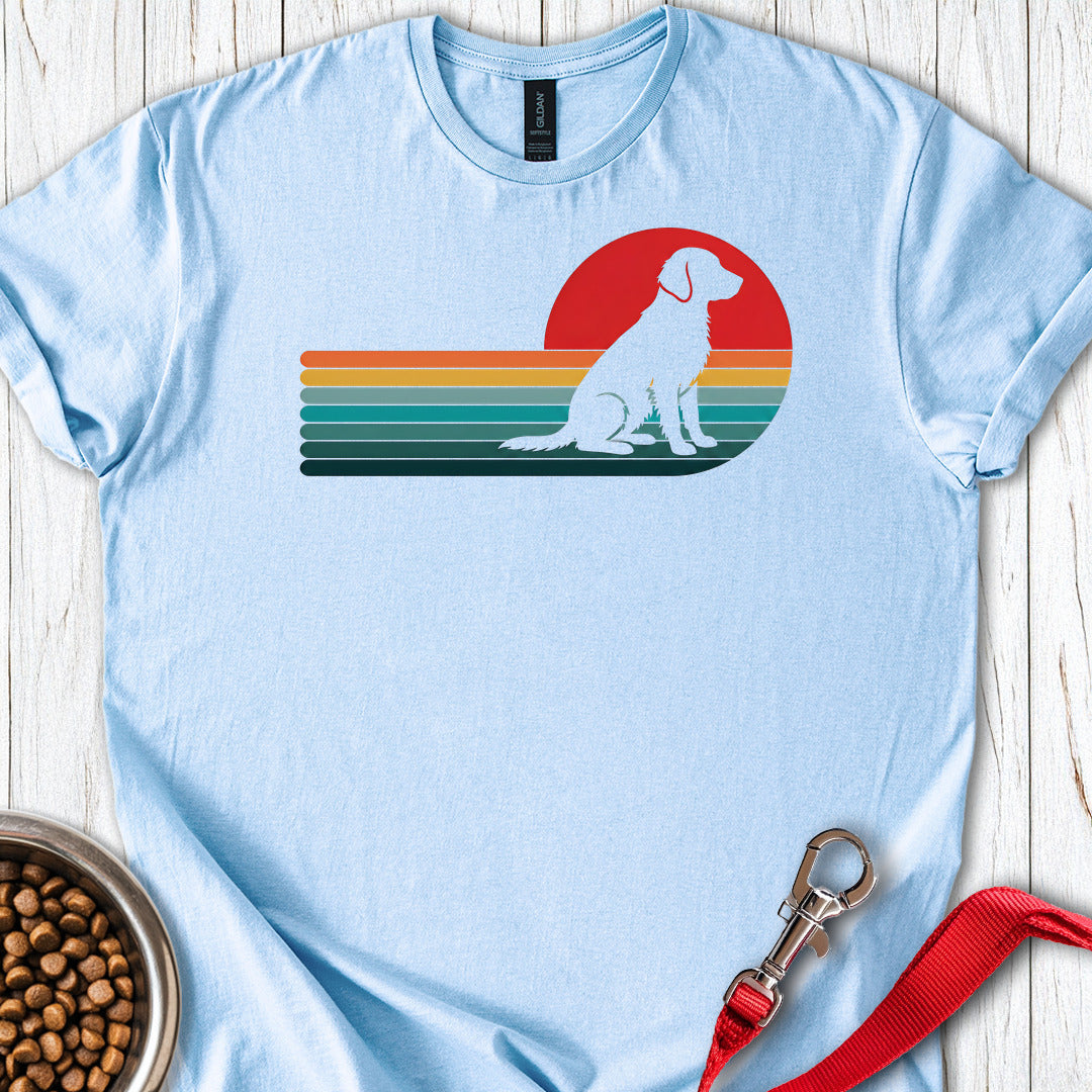 Flat Coated Retriever Retro Sunset — Light Blue