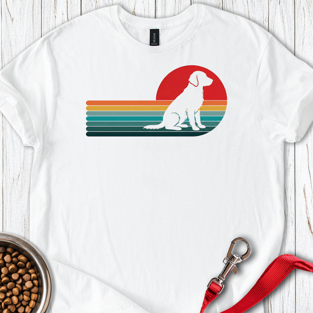 Flat Coated Retriever Retro Sunset — White