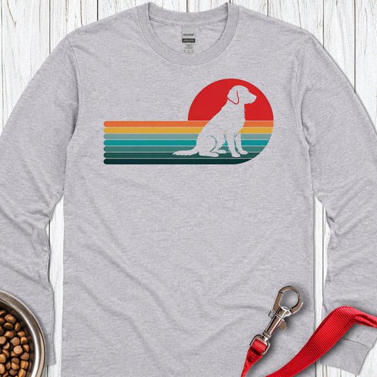 Flat Coated Retriever Retro Sunset Long Sleeve — Sport Grey