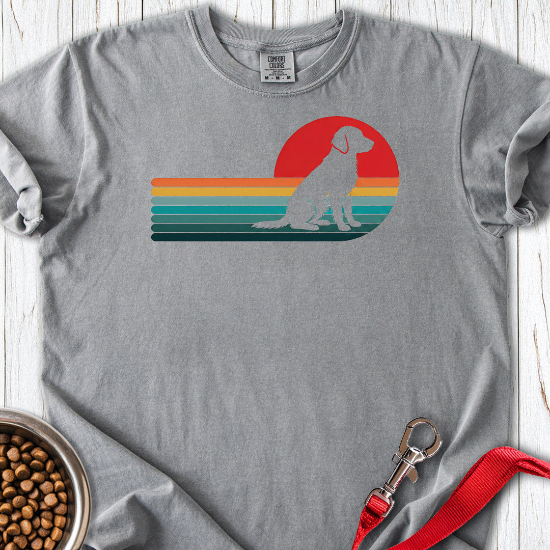 Flat Coated Retriever Retro Sunset Premium Tee — Grey