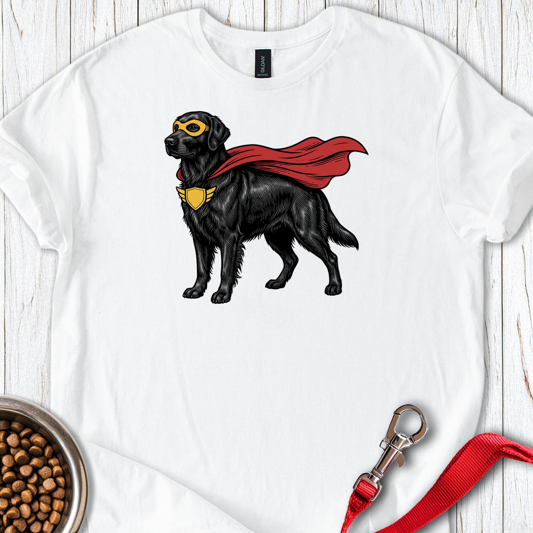 Flat Coated Retriever Superhero — White