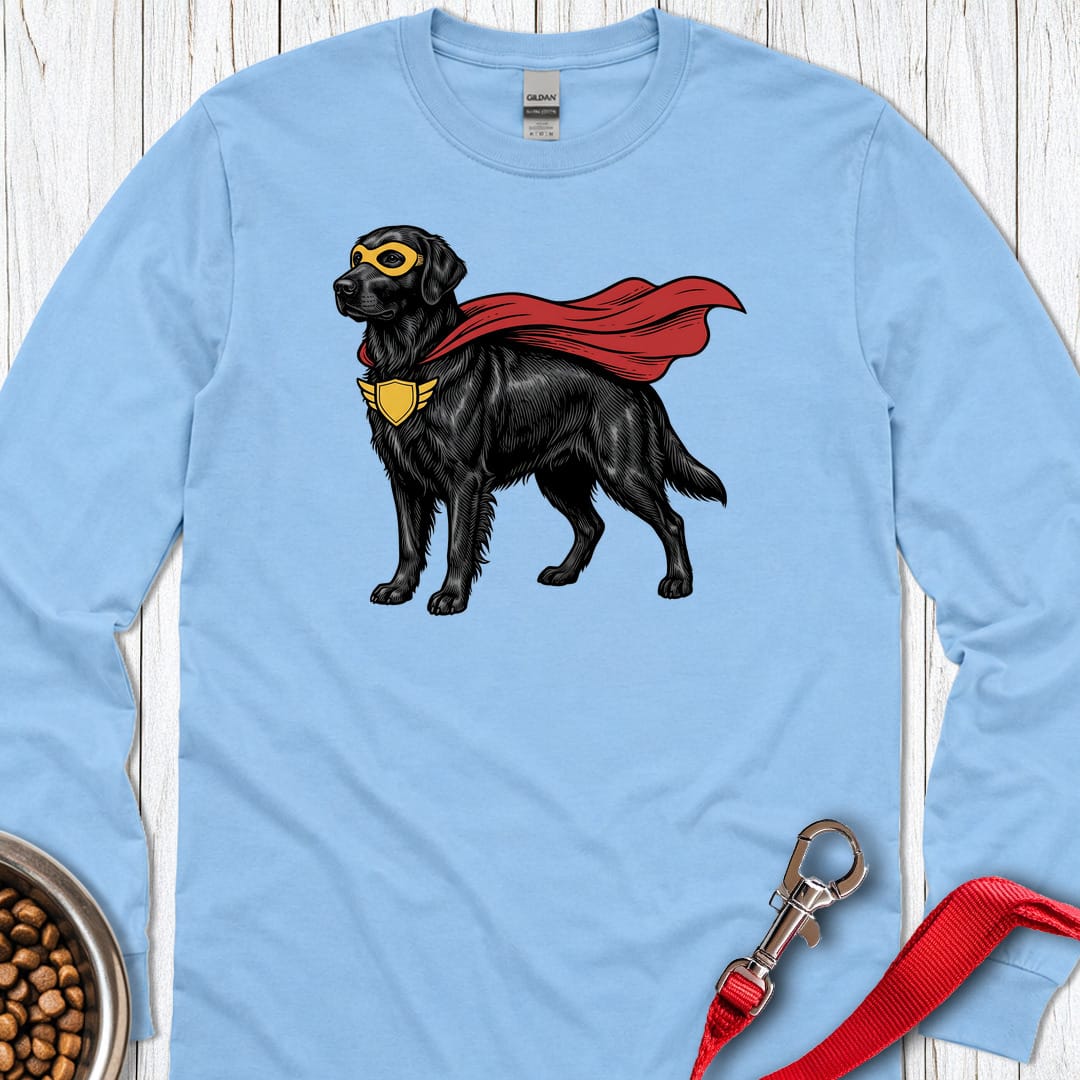 Flat Coated Retriever Superhero Long Sleeve Carolina Blue
