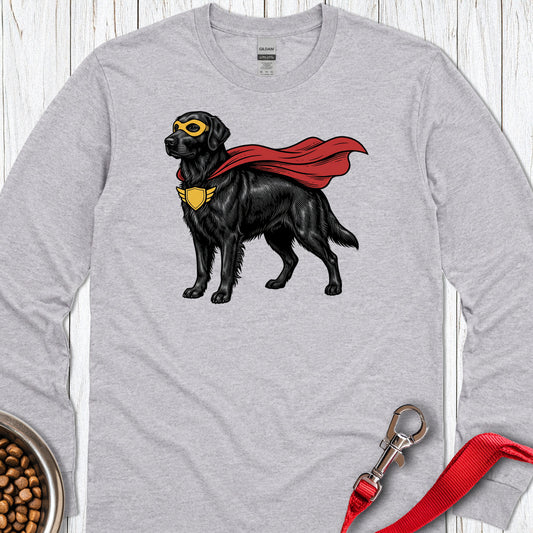 Flat Coated Retriever Superhero Long Sleeve — Sport Grey