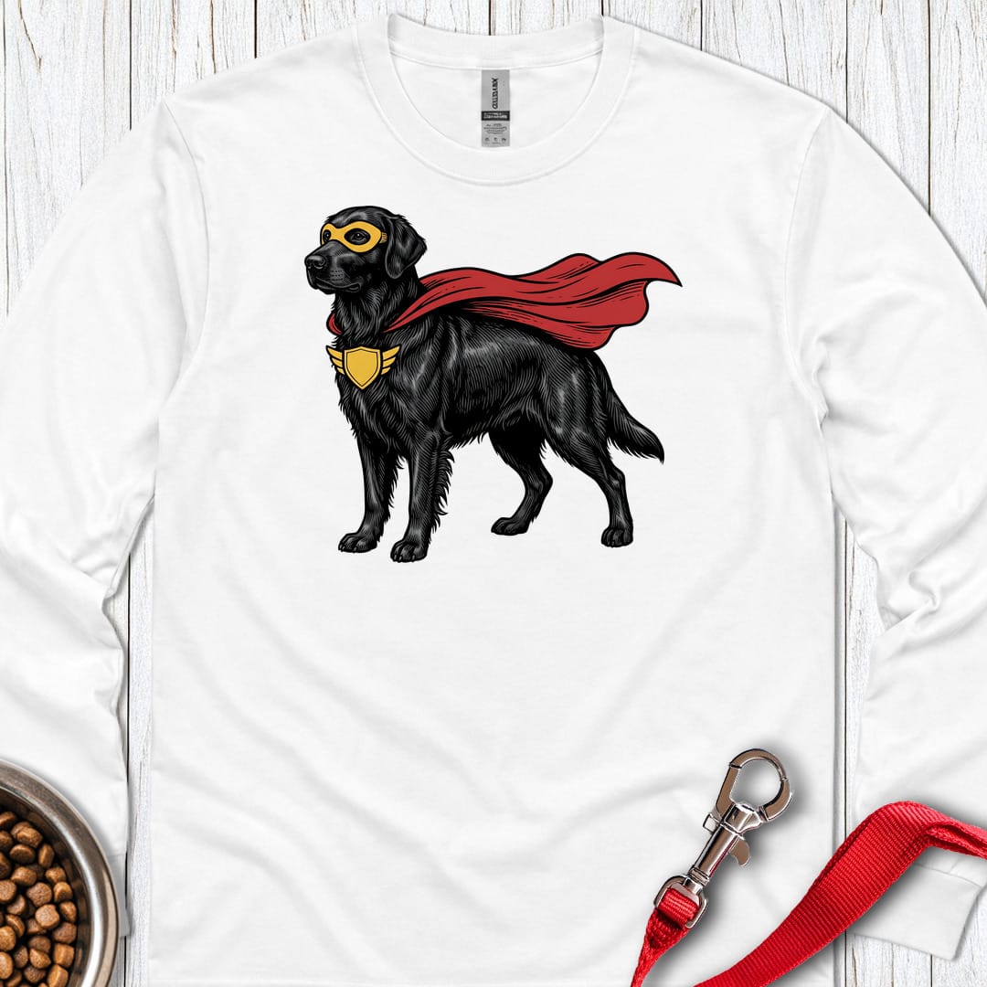 Flat Coated Retriever Superhero Long Sleeve White