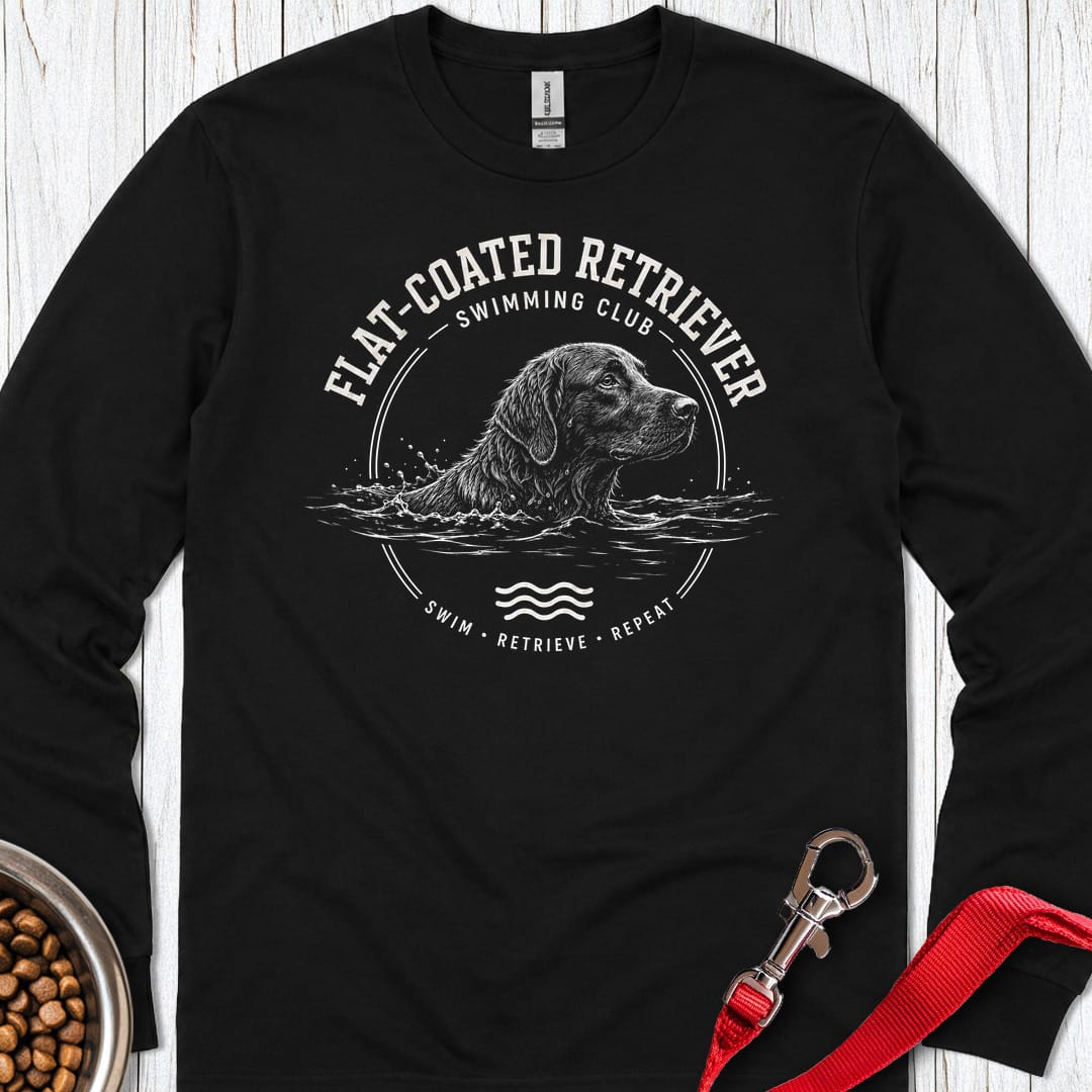 Flat-Coated Retriever Swimming Club Long Sleeve Black