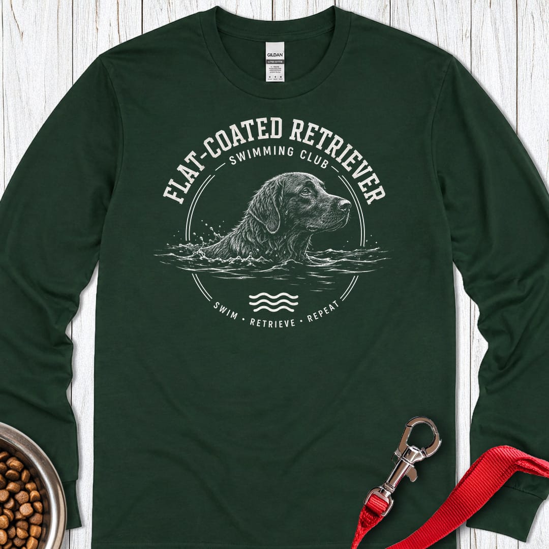 Flat-Coated Retriever Swimming Club Long Sleeve Forest Green