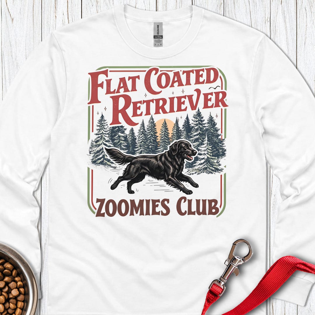 Flat Coated Retriever Zoomies Club Long Sleeve White