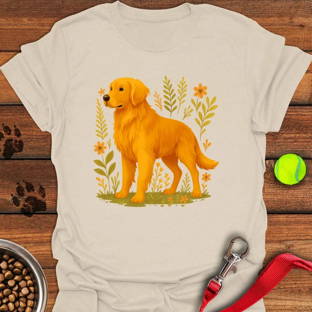 Golden Retriever Floral Boho T-Shirt Natural