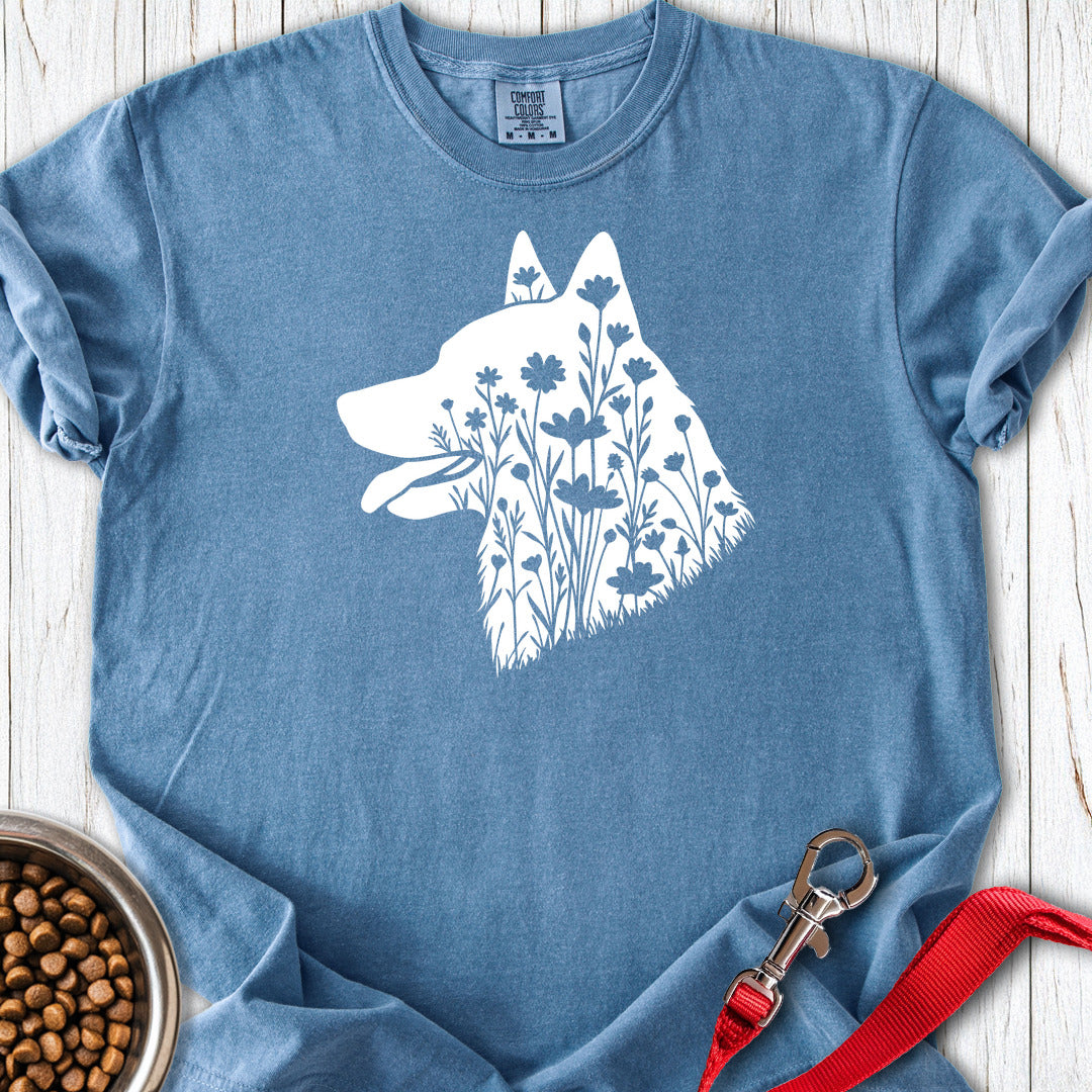 Flowers Premium Tee — Blue Jean