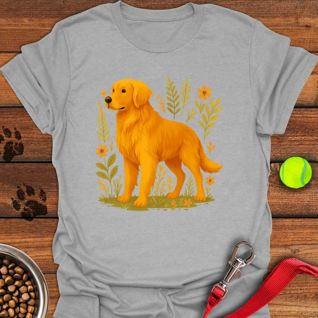 Golden Retriever Floral Boho T-Shirt Sport Grey