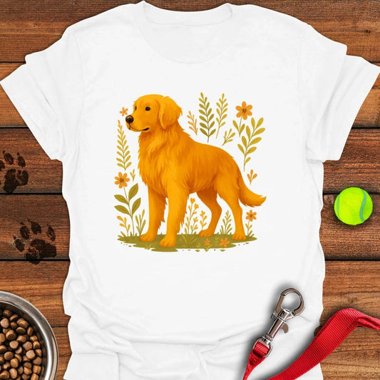 Golden Retriever Floral Boho T-Shirt White