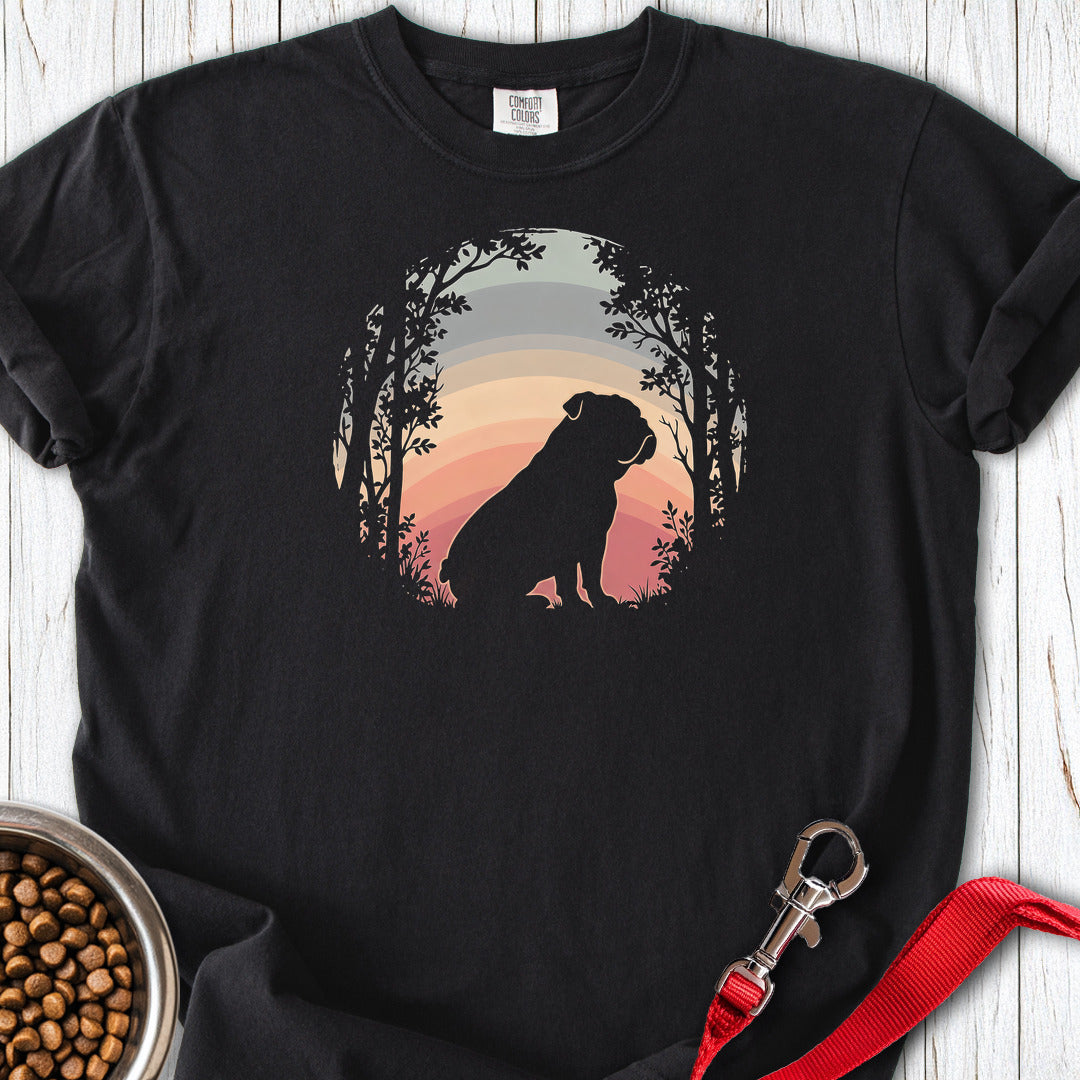 English Bulldog Forest Sunset Premium Tee Black