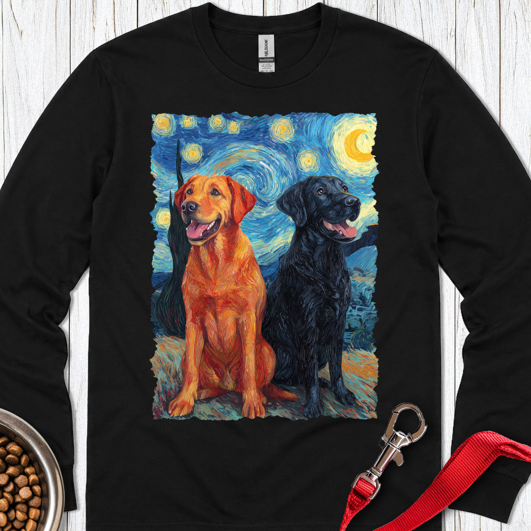 Fox Red & Black Lab Van Gogh Long Sleeve — Black
