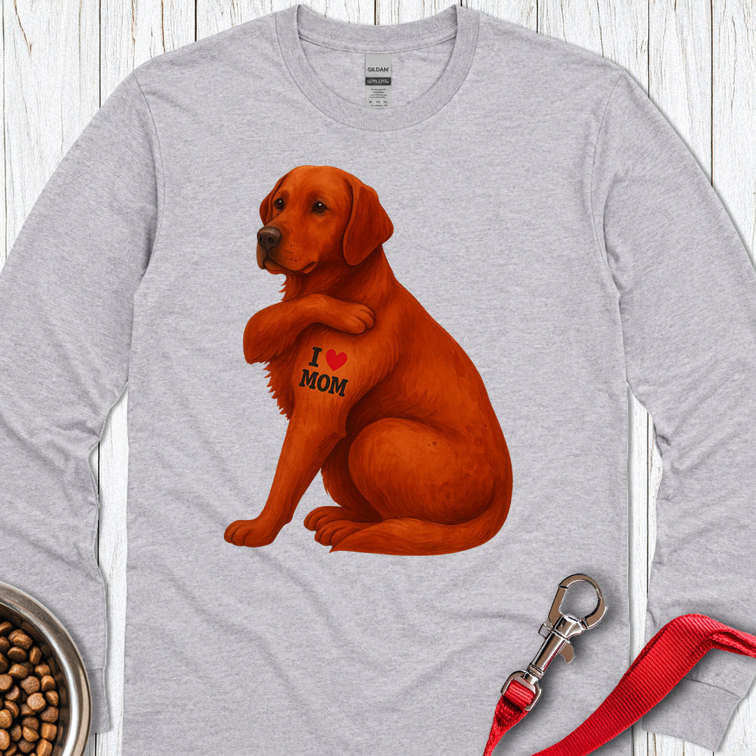 Fox Red Labrador I Love Mom Long Sleeve — Sport Grey
