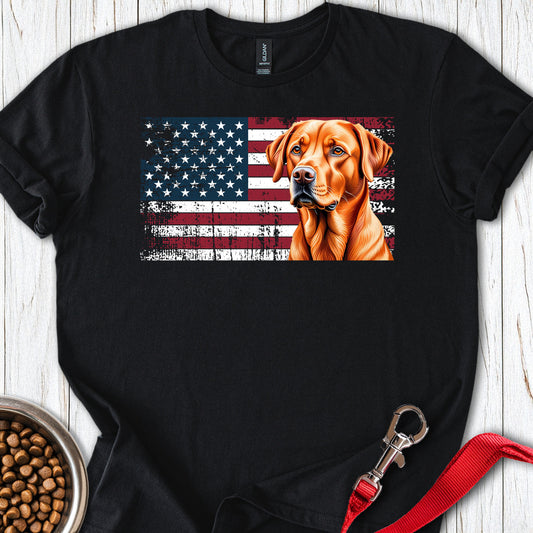 Fox Red Labrador USA Flag Black