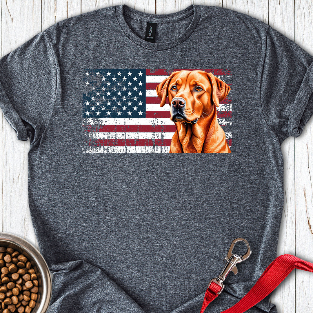 Fox Red Labrador USA Flag Dark Heather