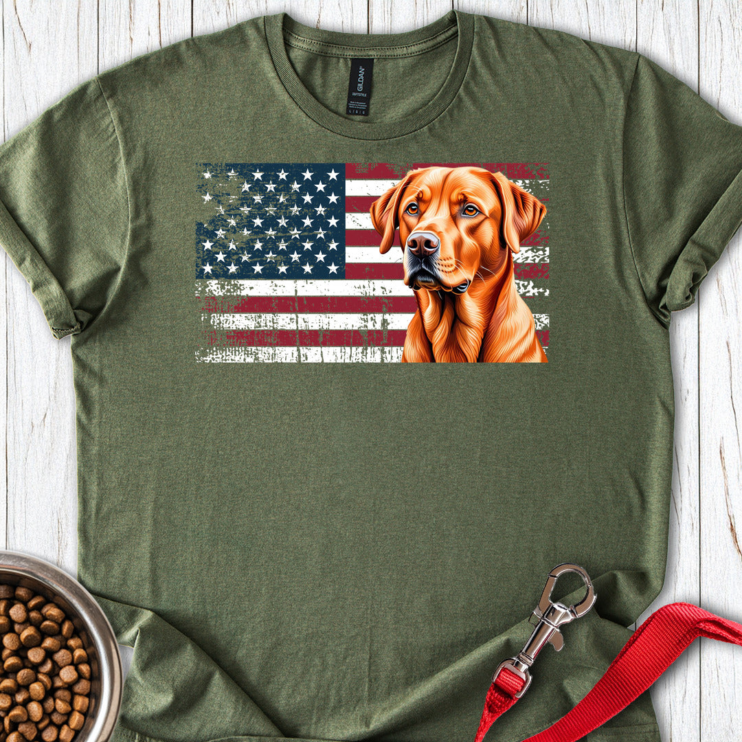 Fox Red Labrador USA Flag Military Green
