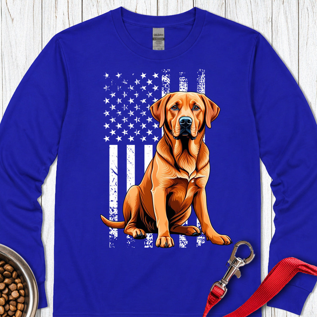 Fox Red Labrador USA Flag Long Sleeve — Royal