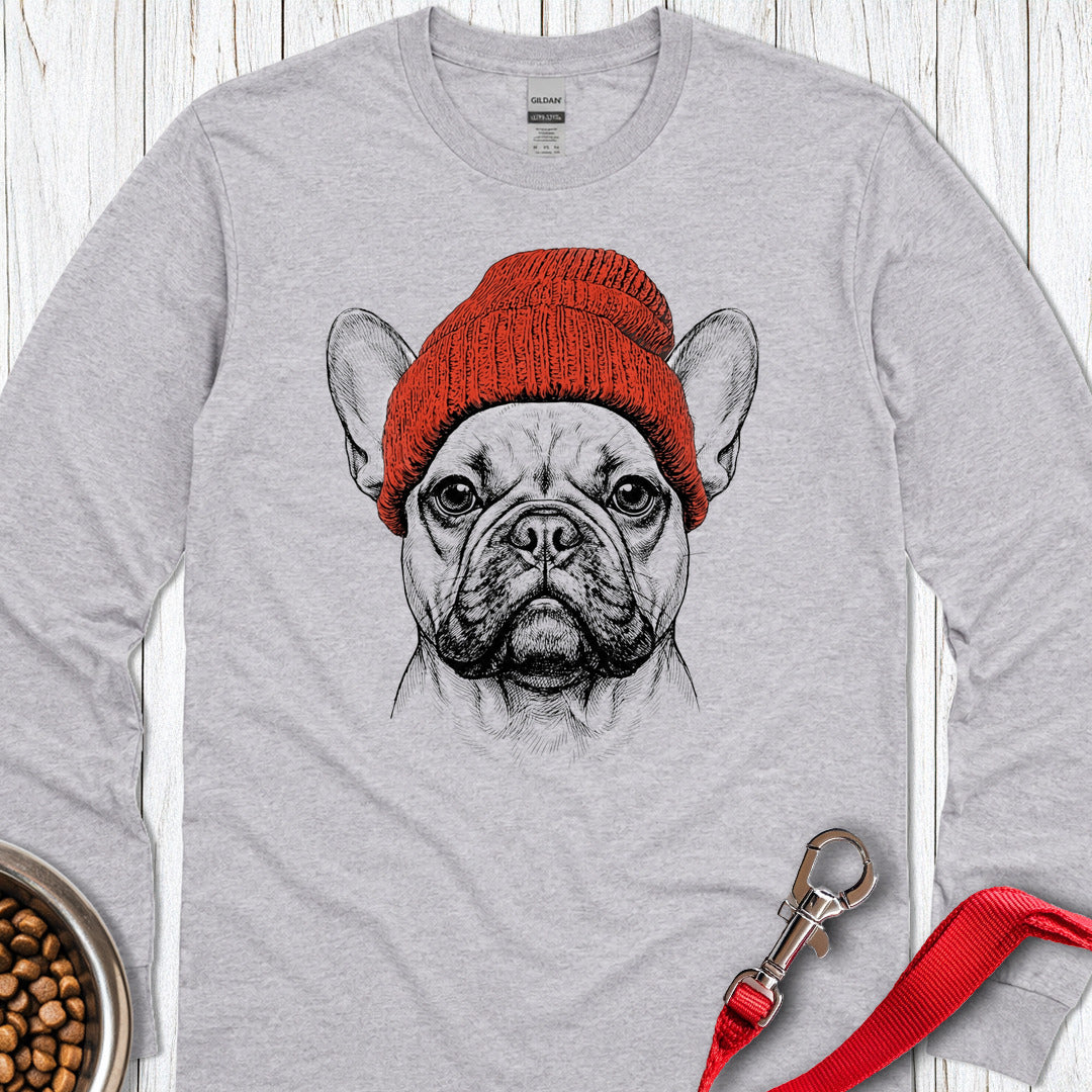 French Bulldog Beanie Long Sleeve — Sport Grey