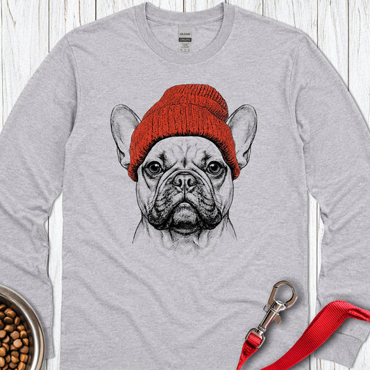 French Bulldog Beanie Long Sleeve — Sport Grey