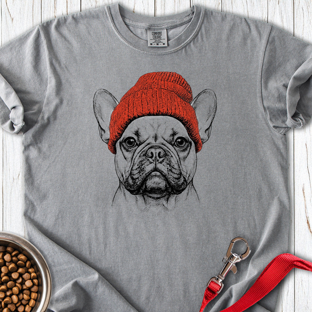 French Bulldog Beanie Premium Tee — Grey