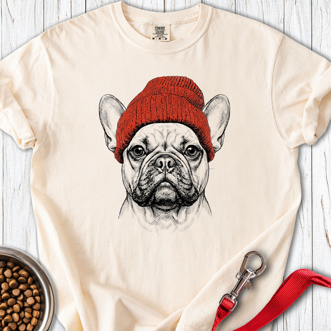 French Bulldog Beanie Premium Tee — Ivory