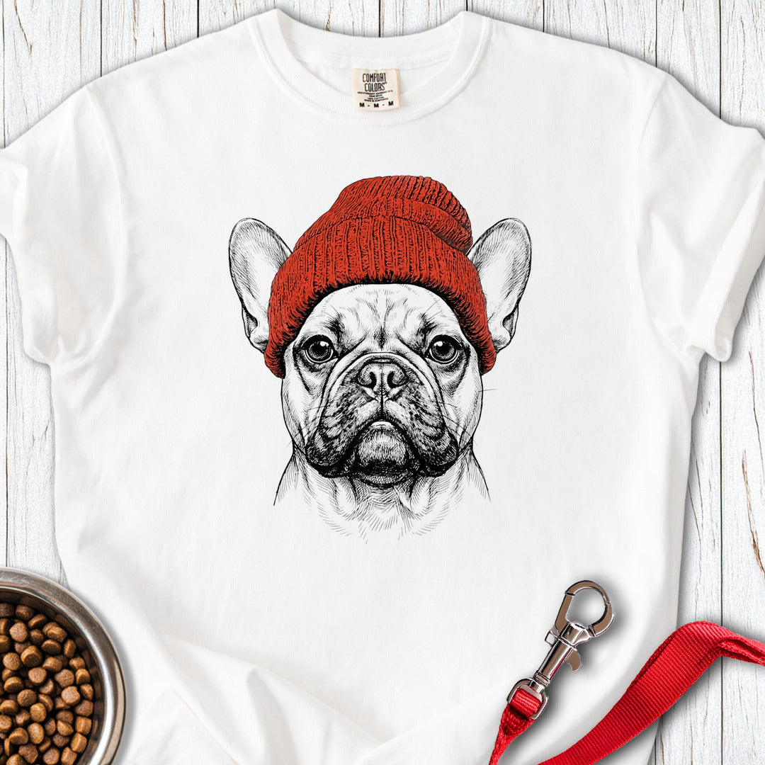 French Bulldog Beanie Premium Tee — White