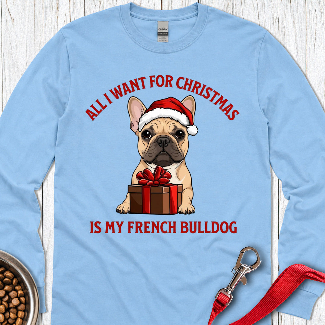 French Bulldog Christmas Long Sleeve — Carolina Blue