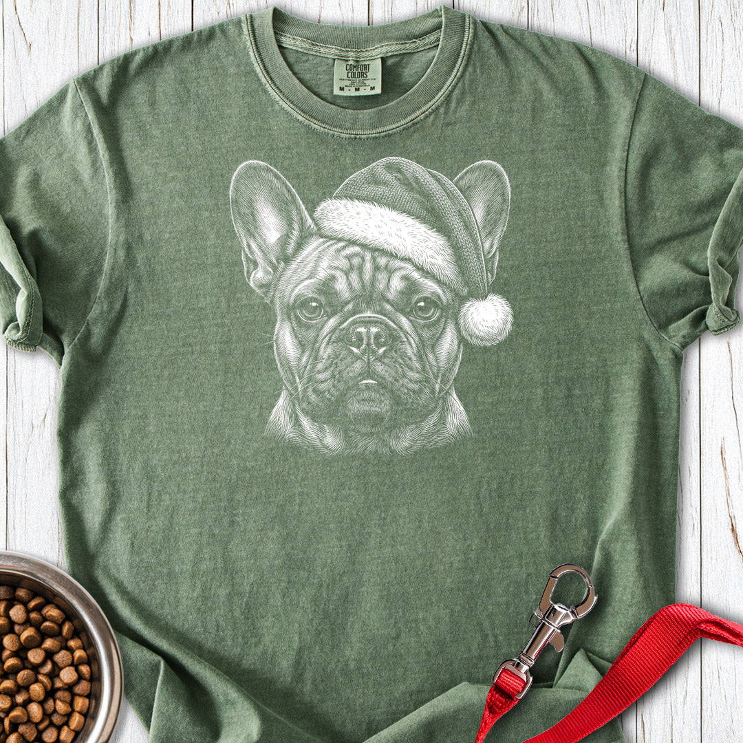 French Bulldog Christmas Santa Hat Premium Tee Moss
