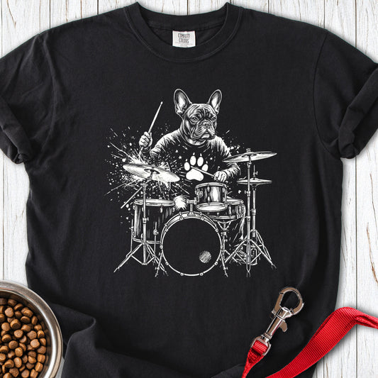 French Bulldog Drummer Premium Tee Black