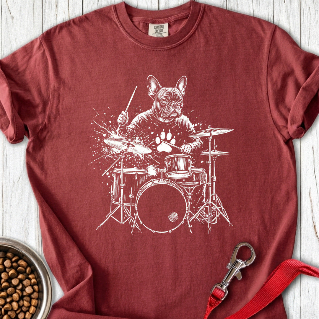 French Bulldog Drummer Premium Tee Brick