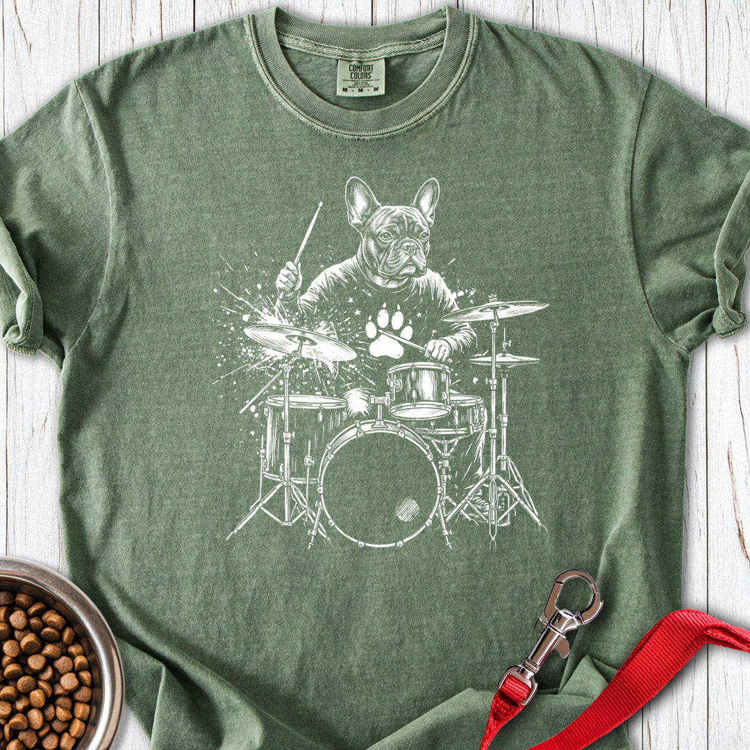 French Bulldog Drummer Premium Tee Moss