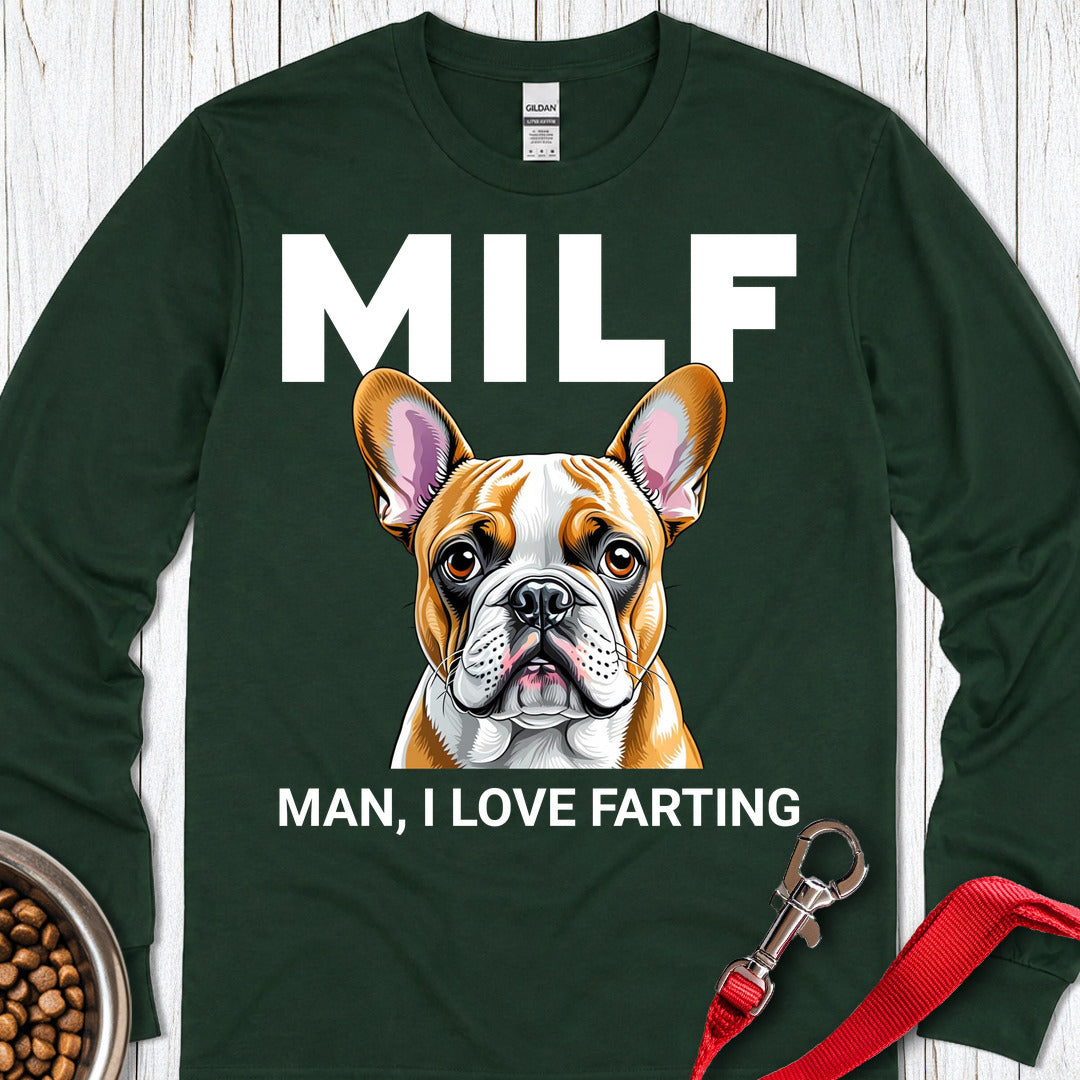 French Bulldog Fart Long Sleeve — Forest Green