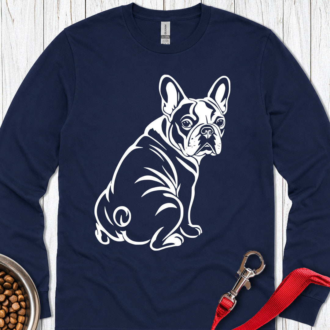 French Bulldog Graphic Long Sleeve — Navy