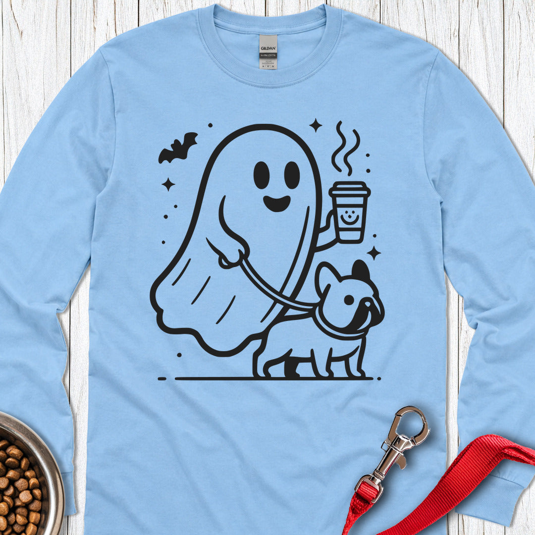 French Bulldog Halloween Ghost Long Sleeve — Carolina Blue